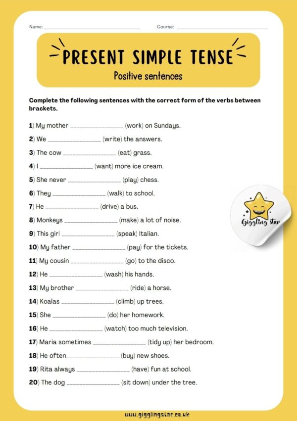 Present Simple Tense Worksheets