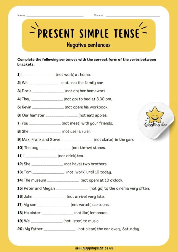 Present Simple Tense Worksheets - Image 2