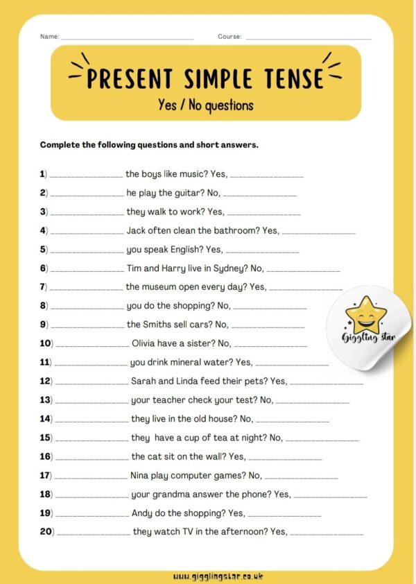 Present Simple Tense Worksheets - Image 3